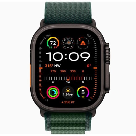 Часы Apple Watch Ultra 2 GPS + Cellular, 49 мм Alpine Loop (черный/темно-зеленый), размер M