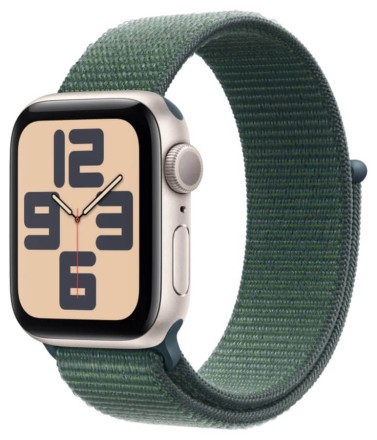 Часы Apple Watch SE 2, 44 мм ремешок Sport Loop (сияющая звезда/зеленый)